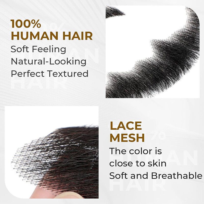Realistic Fake Goatee Beard for Men - Human Hair Costume Facial Hair