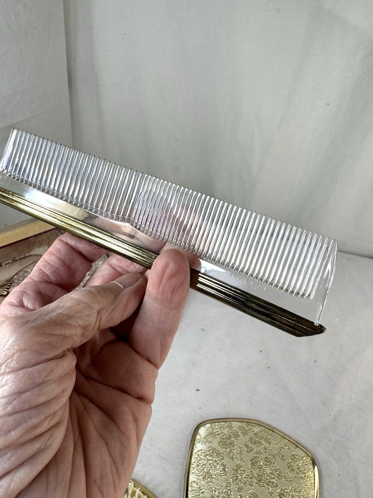 Vintage Brass Dresser Set with Mirror, Comb & Brush - Lady Fair