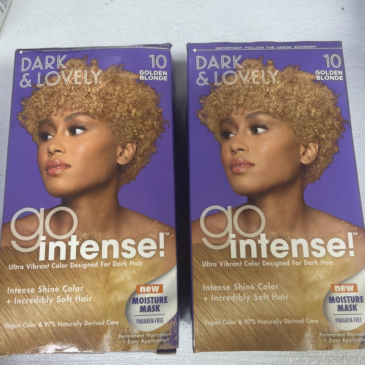 Dark & Lovely Go Intense Hair Color 10 Golden Blonde 2 Pack - Permanent Hair Dye