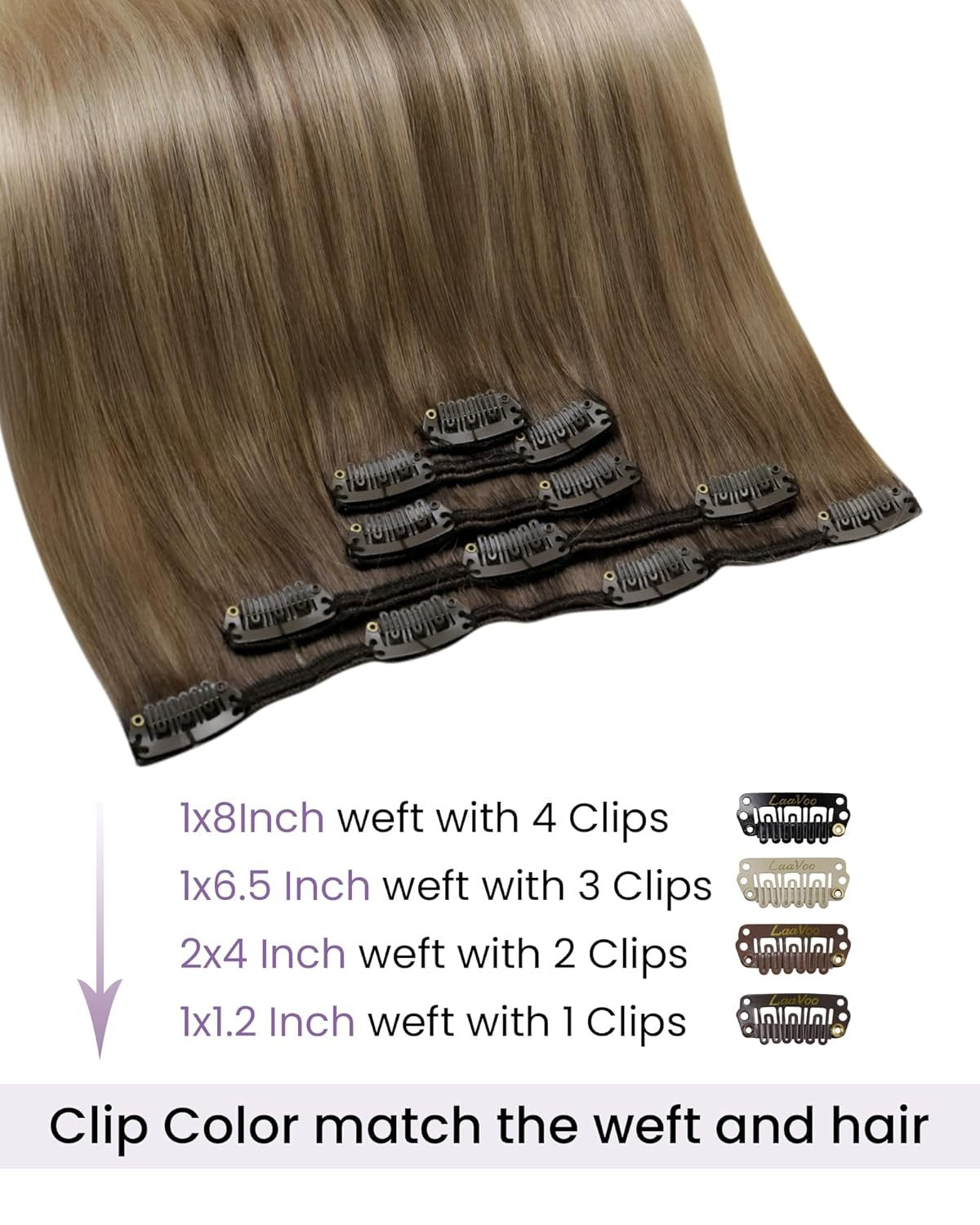 Clip in Hair Extensions 18 Inch Blonde Ombre Real Human Hair Natural Volume