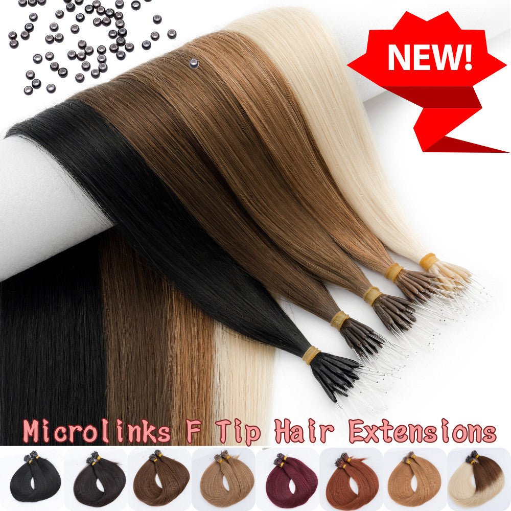 150Pcs Thick Remy Human Hair Extensions Nano Ring Micro Loop Beads - Multiple Colors & Lengths