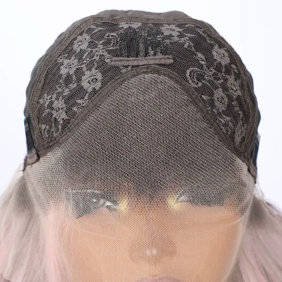Long Wavy Lace Front Wig with Highlights 22 Inches Pink White Silver Cosplay Halloween