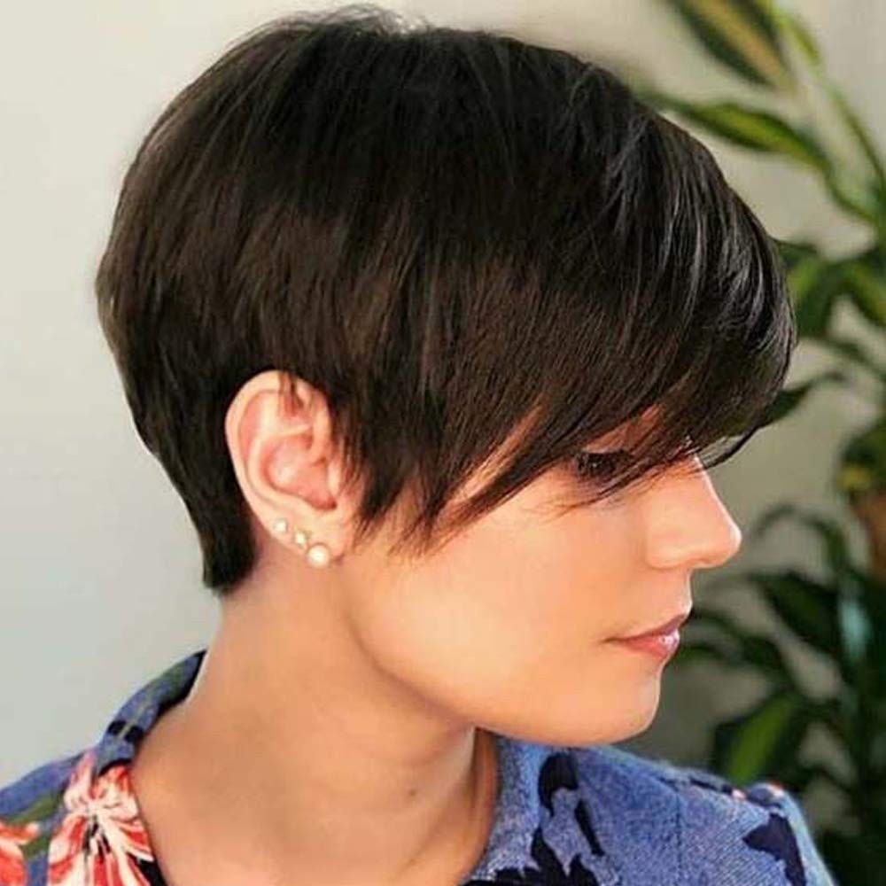 Brown Pixie Wig with Bangs - Natural Short Synthetic Hair for Daily Wear