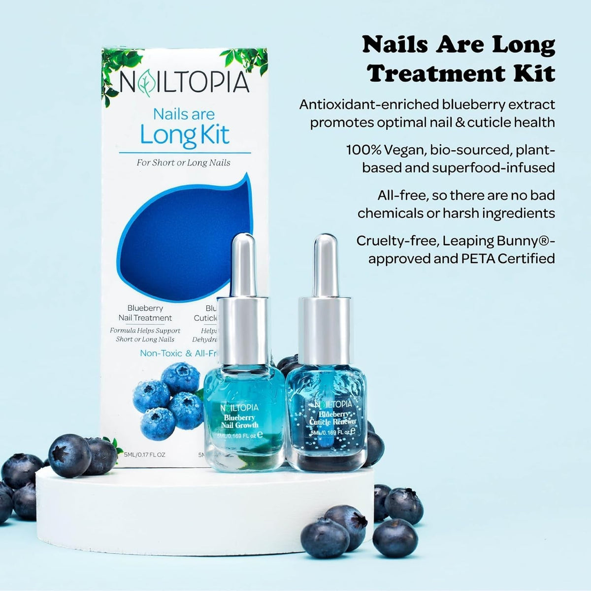 Nail Treatment Kit for Women - Long & Short Nails, 0.17oz Blueberry