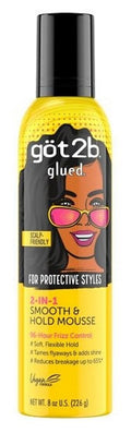 Got 2B Glued 2-in-1 Styling Mousse - 8oz, Soft Hold & Frizz Control Set