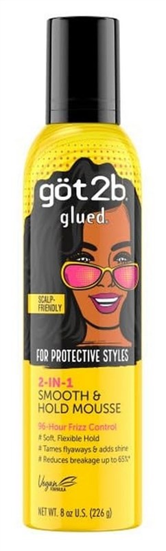 Got 2B Glued 2-in-1 Styling Mousse - 8oz, Soft Hold & Frizz Control Set