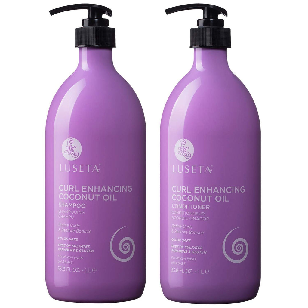 Luseta Curly Hair Shampoo & Conditioner Set - Moisturizing, Sulfate-Free with Coconut Oil