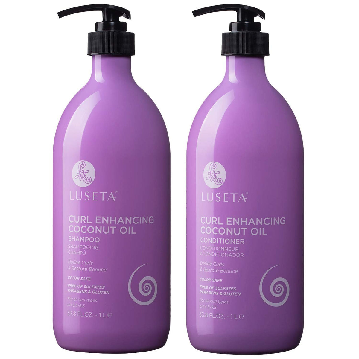 Luseta Curly Hair Shampoo & Conditioner Set - Moisturizing, Sulfate-Free with Coconut Oil