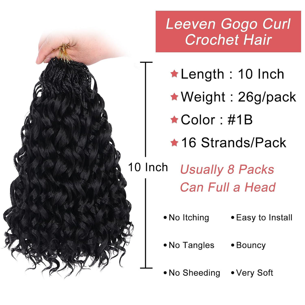 Pre Loop Crochet Hair 10 Inch - Easy Install Bouncy Synthetic Hair Pack