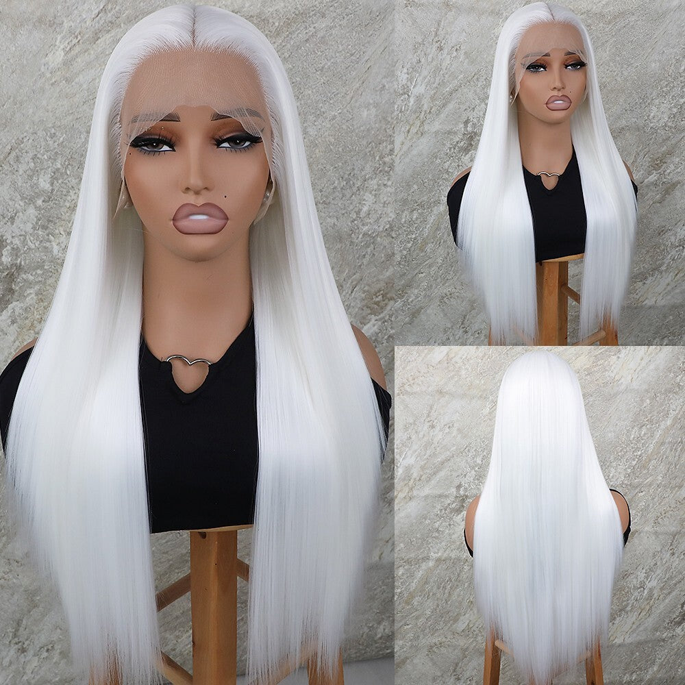 Long Straight Synthetic Lace Front Wig with Free Part & Pre-Plucked Baby Hair