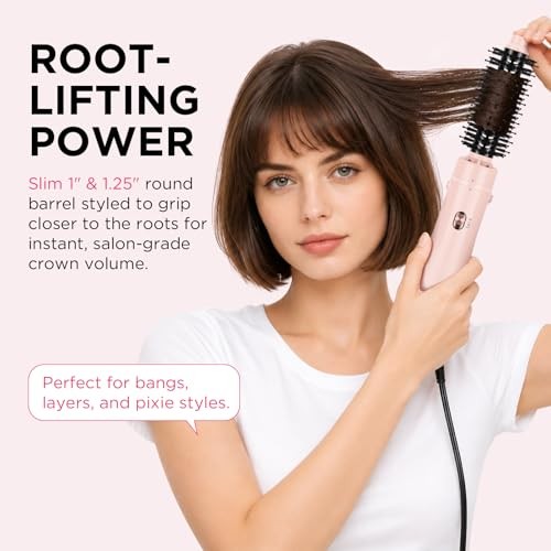 Pink 2-in-1 Blow Dryer Brush Set for Hair Styling and Volumizing
