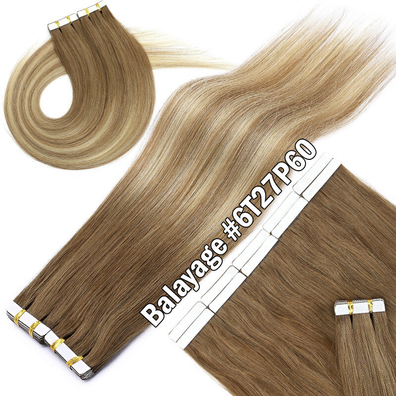 100G Tape-In Remy Hair Extensions Full Head - Russian Human Hair Thick Skin Weft