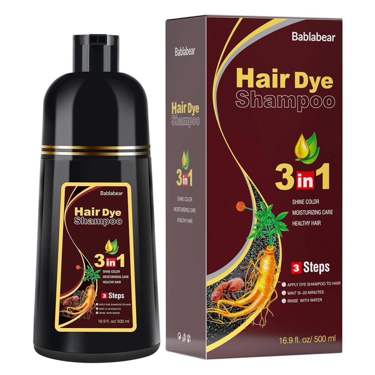 Brown Hair Dye Shampoo for Gray Hair - 16.9 Fl Oz, Rejuvenates & Covers Gray