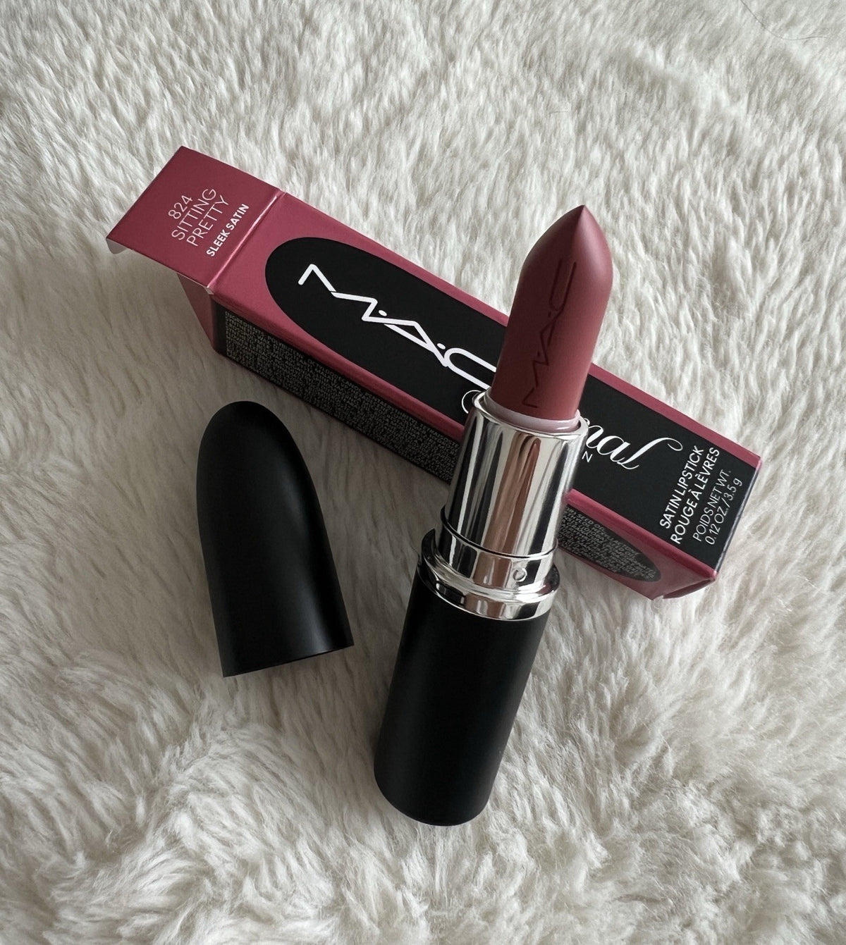 Mac Satin Lipstick 824 Sitting Pretty – Full Size, 0.12 oz