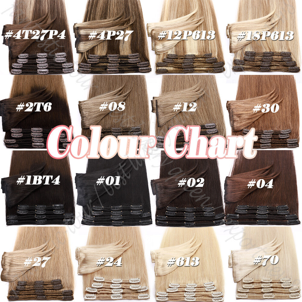 Thick Clip-In Hair Extensions Full Head 8PCS Double Weft Remy Human Hair