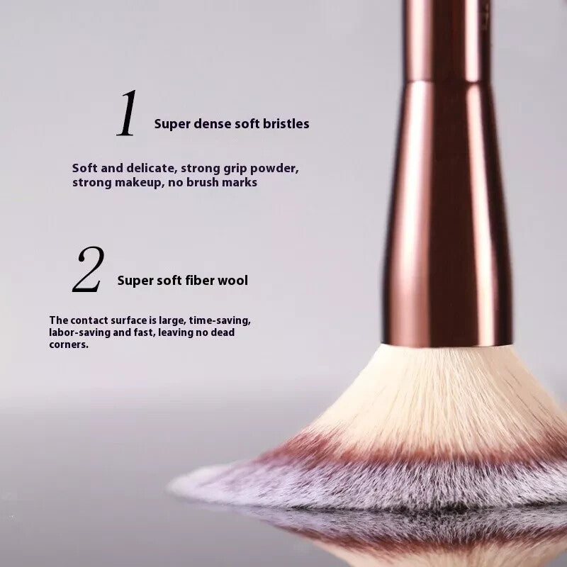 Double Ended Makeup Brush for Powder, Highlighter & Blush - Vegan & Soft