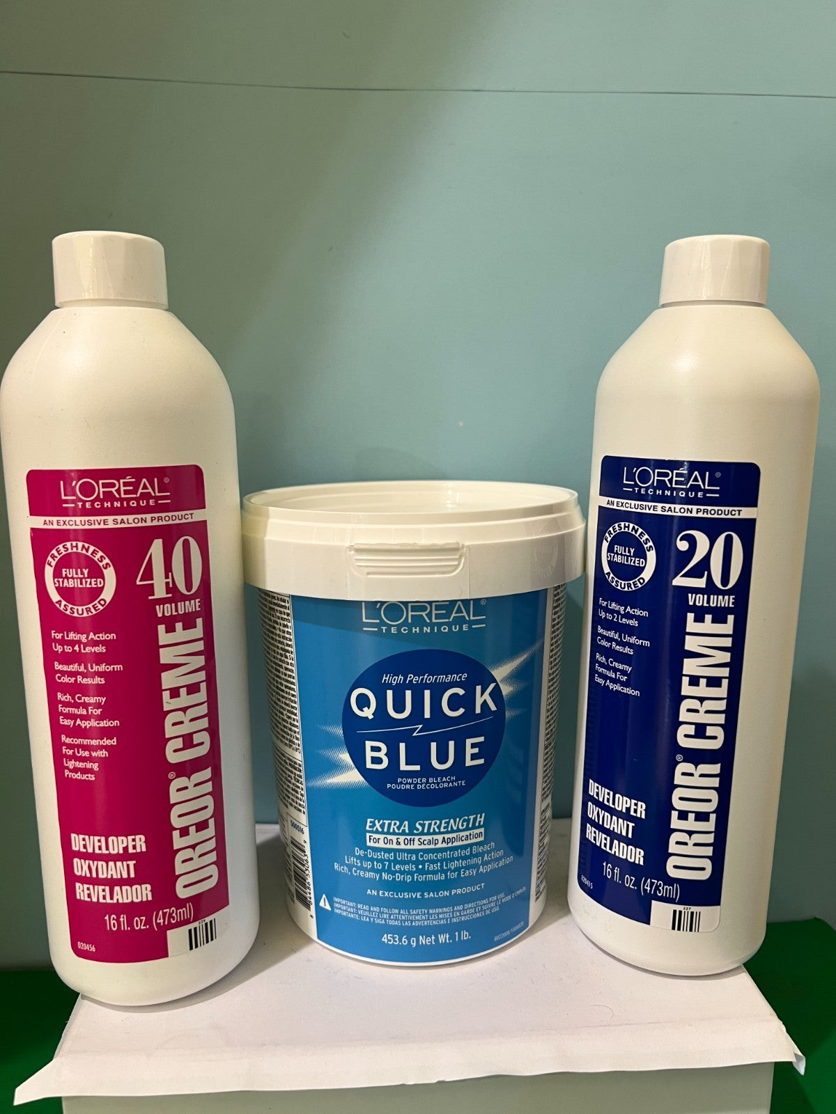 L'Oreal Quick Blue Powder Bleach & Developer Kit - Lightener & 20, 40 Volume Cream