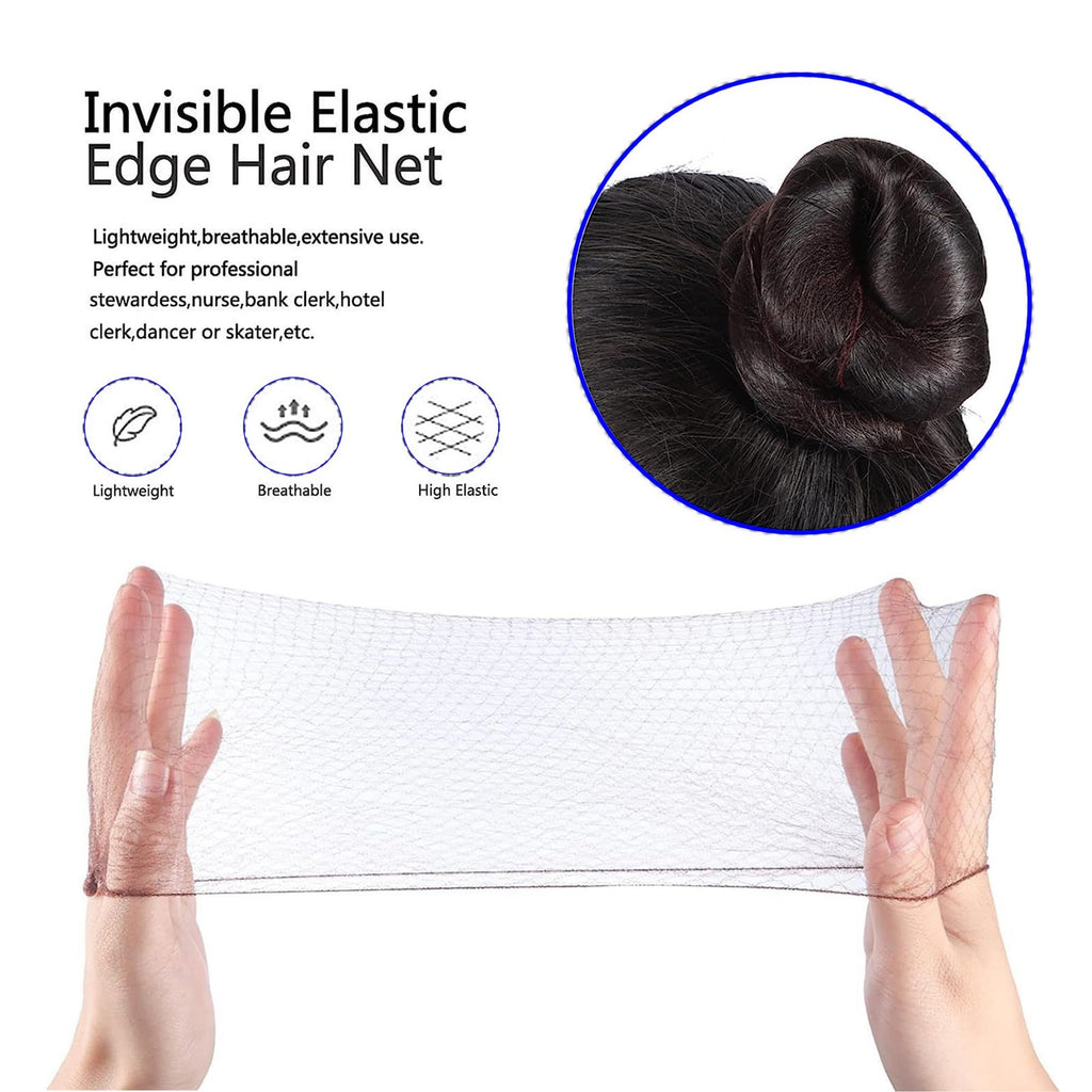 60 Pcs Invisible Hair Nets & U-Shaped Bun Pins for Women - Lightweight Elastic Mesh