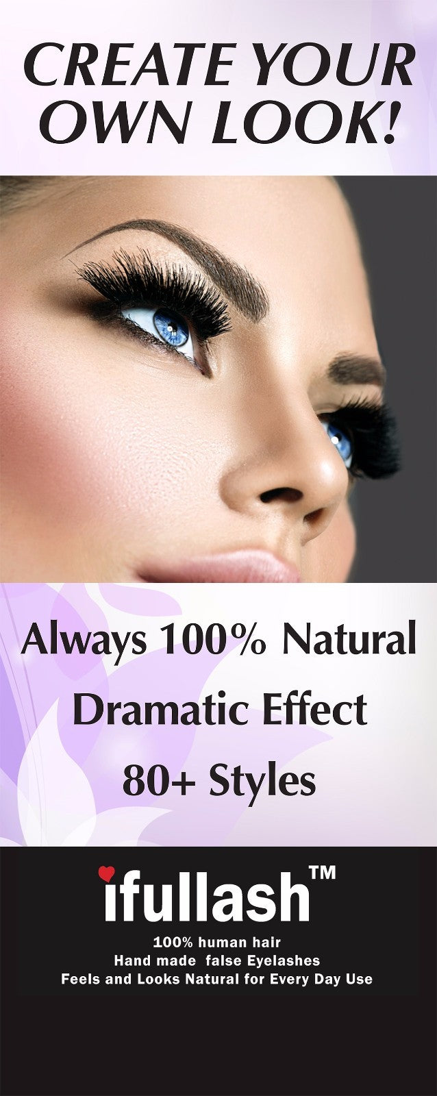 False Eyelashes 100% Human Hair Natural Look - Multiple Pairs