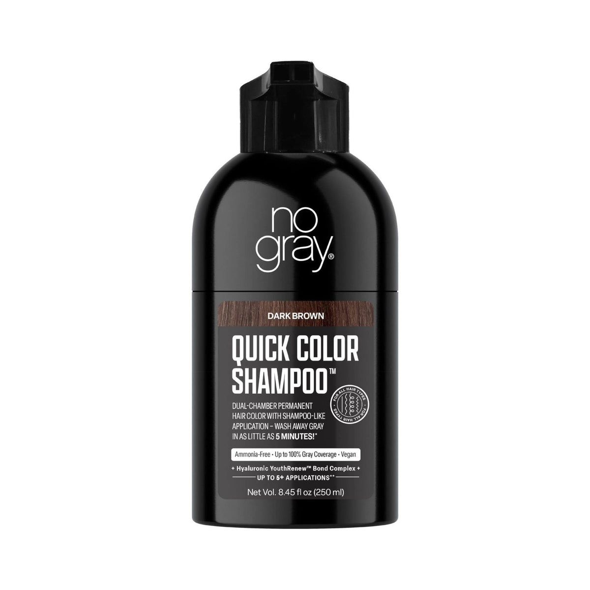 Dark Brown Permanent Hair Color Shampoo - No Gray, 8.45 oz, Easy & Nourishing