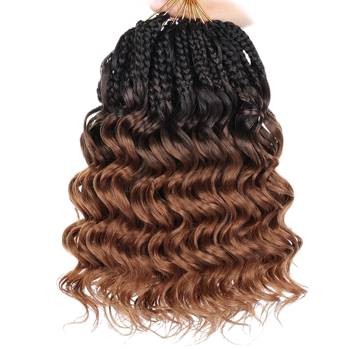 10 Inch Pre Loop Curly Crochet Hair 8 Pack Boho Ocean Wave Synthetic Extensions