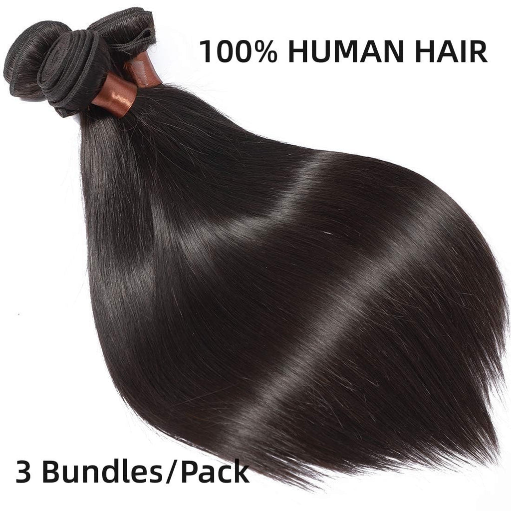 Brazilian Virgin Hair Extensions 14 16 18 Inch Natural Black 3 Bundles
