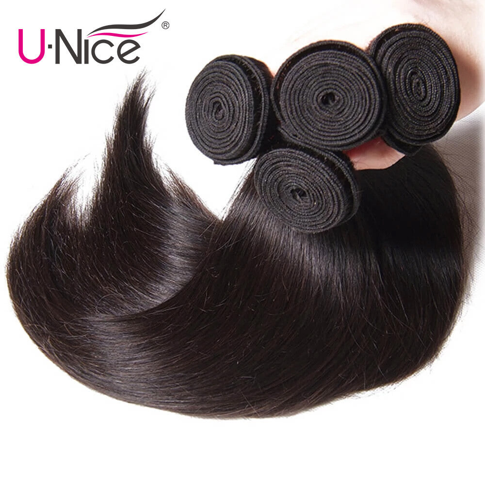 Human Hair Extensions 3 Bundles Virgin Straight Weaves for Full Head