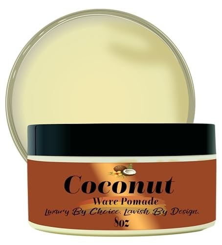 Strong Hold 8oz Coconut Hair Pomade for 360 Waves - Non-Greasy Styling Cream