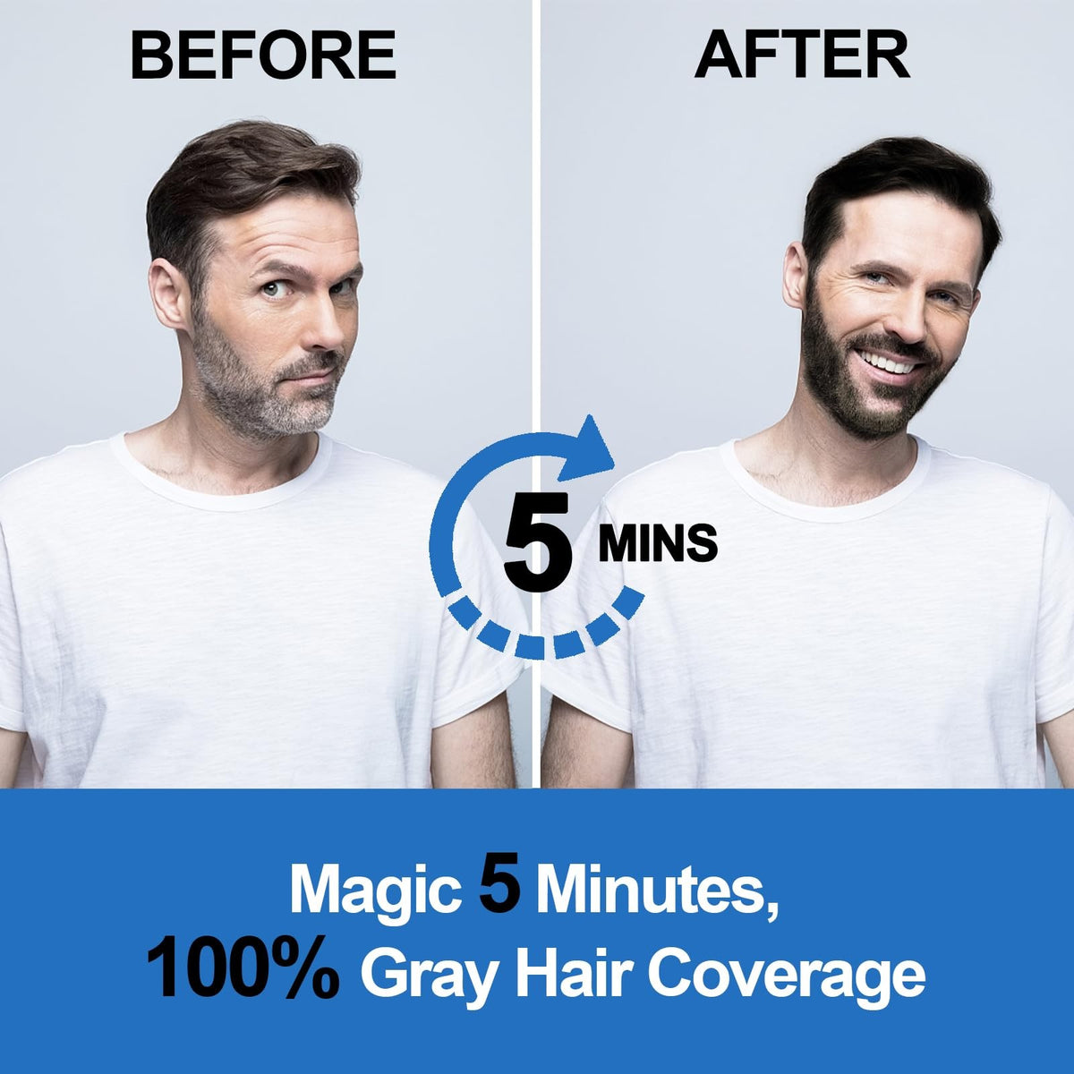 Men's Black Beard & Hair Dye for Gray Coverage, 3-in-1 Beard Shampoo, Long-Lasting, 200ML