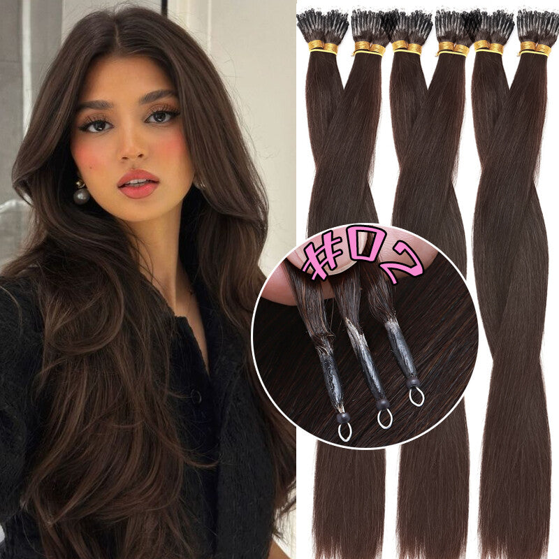 150g Human Hair Extensions with Nano Rings - Thick Ombre Micro Loop Beads