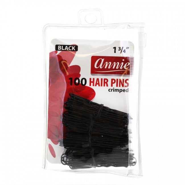 100 Black Hair Pins 1.75 Inch Crimped Ball Tipped U-Shape for Styling