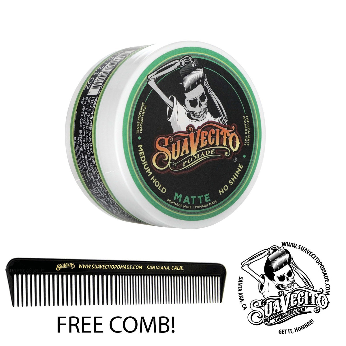 Suavecito Matte Hair Pomade 2.3 oz. Natural Finish, Strong Hold