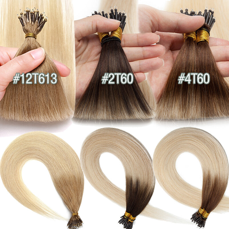 Full Head Nano Ring Hair Extensions 100% Remy Human Hair Thick 200G