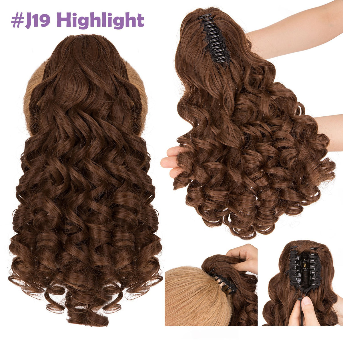 12in Thick Claw Clip-In Ponytail Hair Extensions Curly Wavy Natural Synthetic