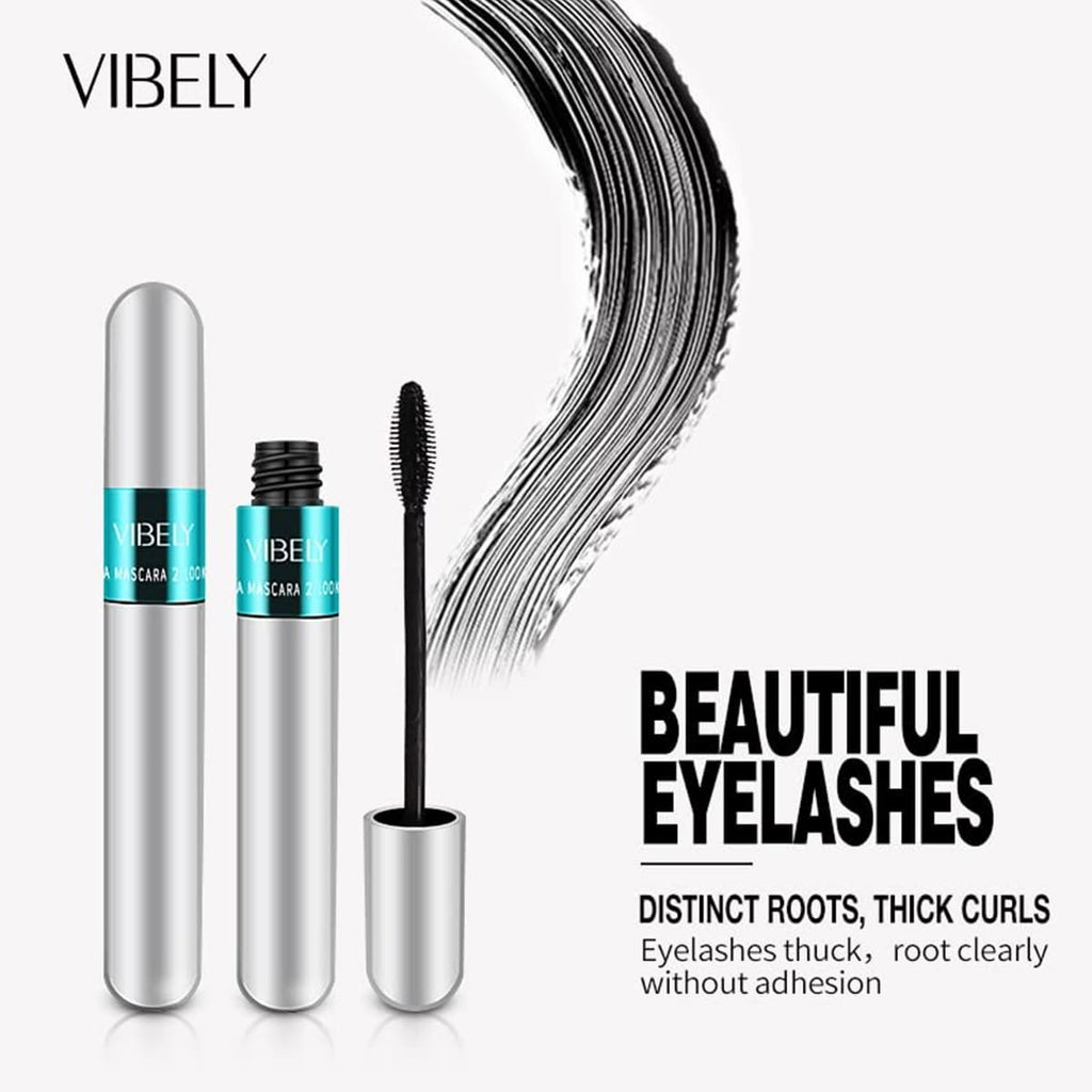2-in-1 Waterproof Mascara 5X Longer Lash Extension with Clumping-Free Brush