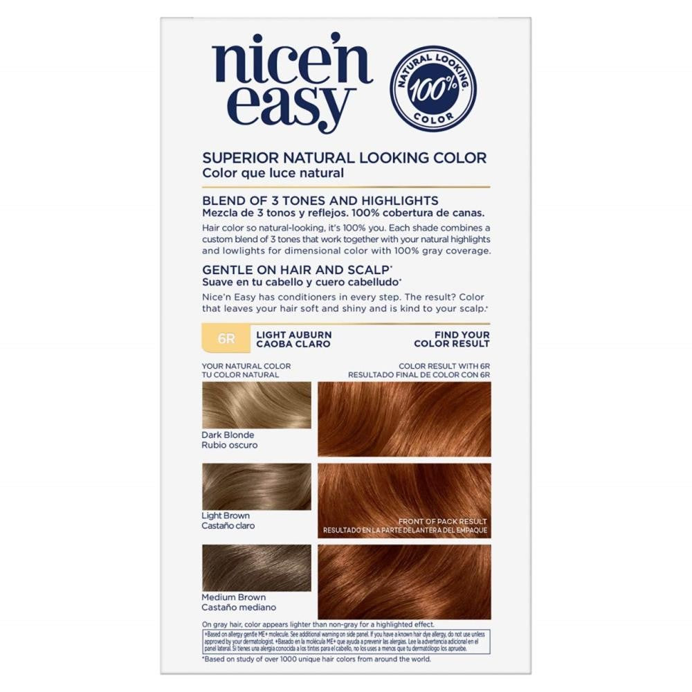 Light Auburn Permanent Hair Color Kit - Pack of 3, 6R Natural Shade