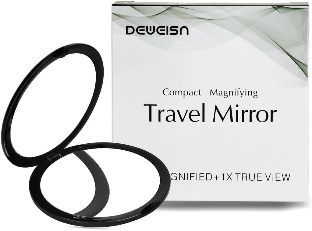 Compact 10x Magnifying Makeup Mirror 4 Inch Travel Pocket Black