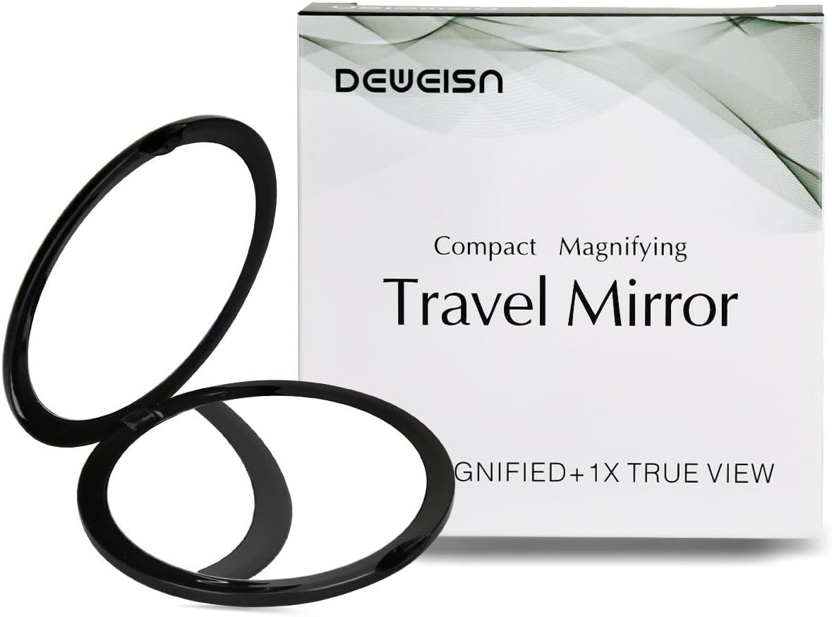 Compact 10x Magnifying Makeup Mirror 4 Inch Travel Pocket Black