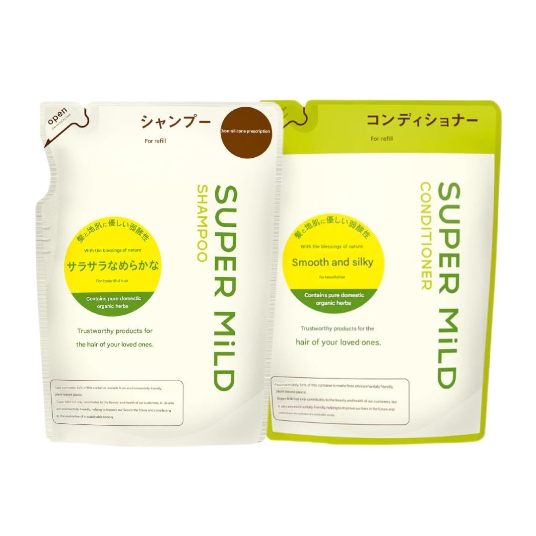 Herbal Green Floral Refill Set for MILD Hair Shampoo & Conditioner 400ml