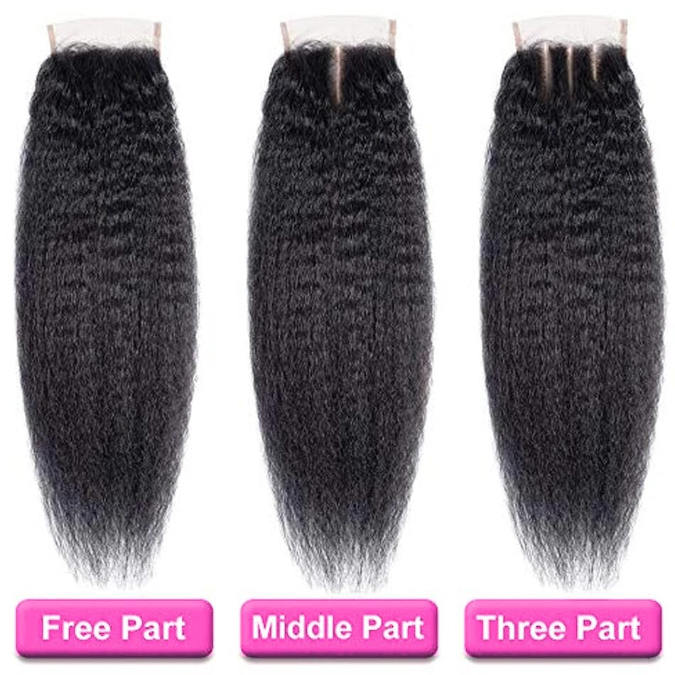 Kinky Straight Lace Closure 5x5 Human Hair Brazilian Remy 14 Inch