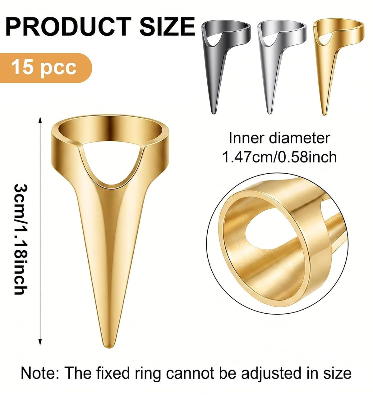 15 Pcs Metal Hair Braiding Parting Rings Set for Hair Styling & Styling Aids