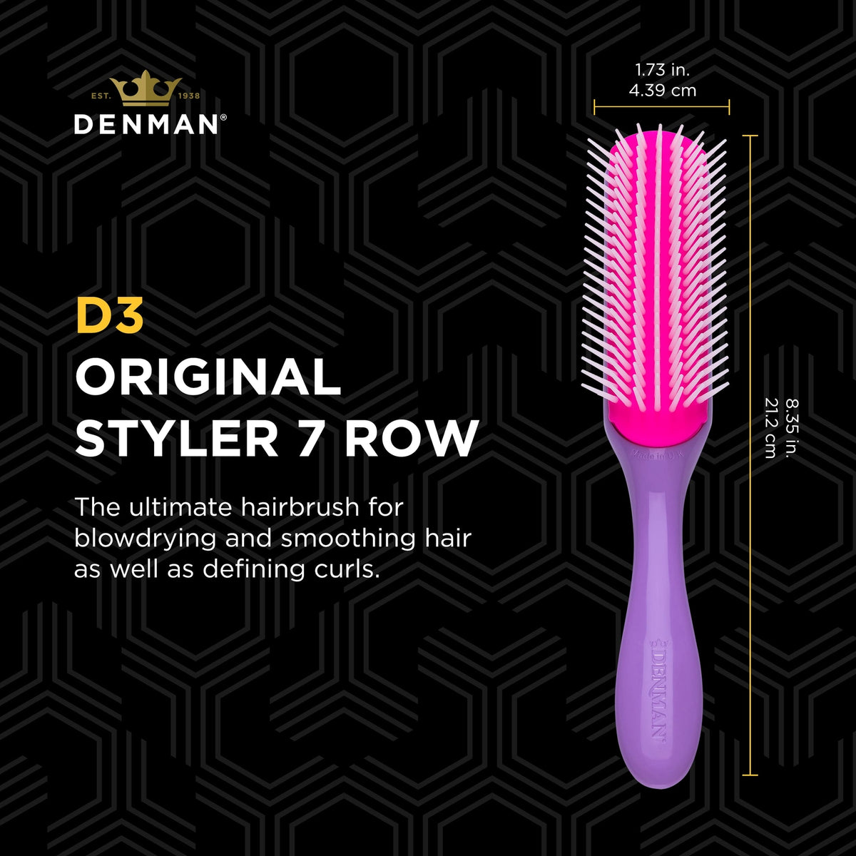 Denman D3 7-Row Curly Hair Brush for Styling & Defining Curls