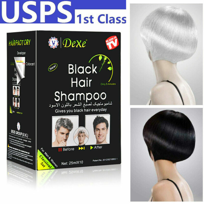 Herbal Black Hair Shampoo Darkening Hair Dye - 10 Pack
