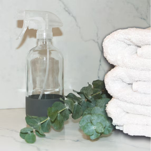 16 oz Reusable Glass Spray Bottle with Rubber Bottom for Household & Gardening