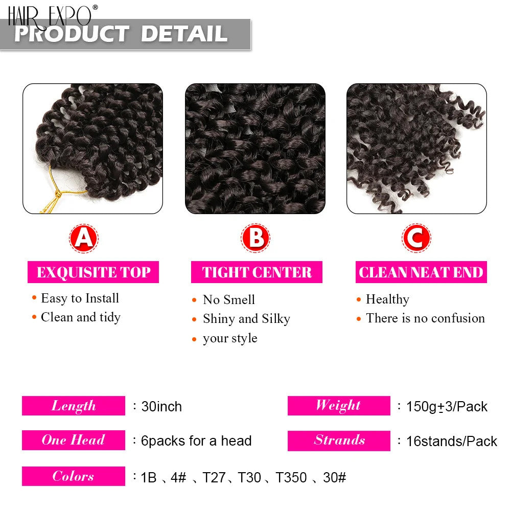 Pre Looped Ombre Passion Twist Crochet Hair Water Wave Synthetic