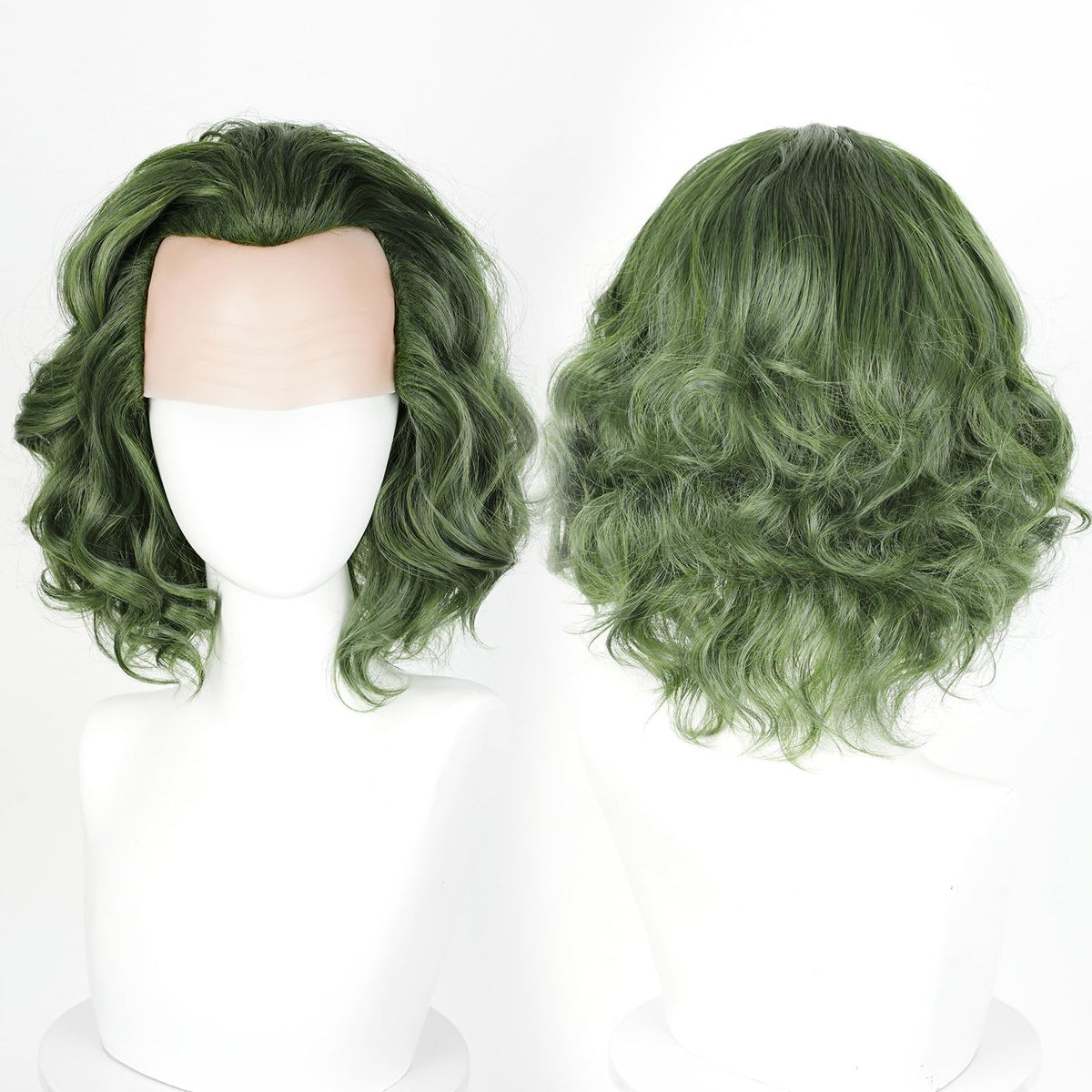 Green Wavy Synthetic Wig for Men Halloween Costume Party Cosplay