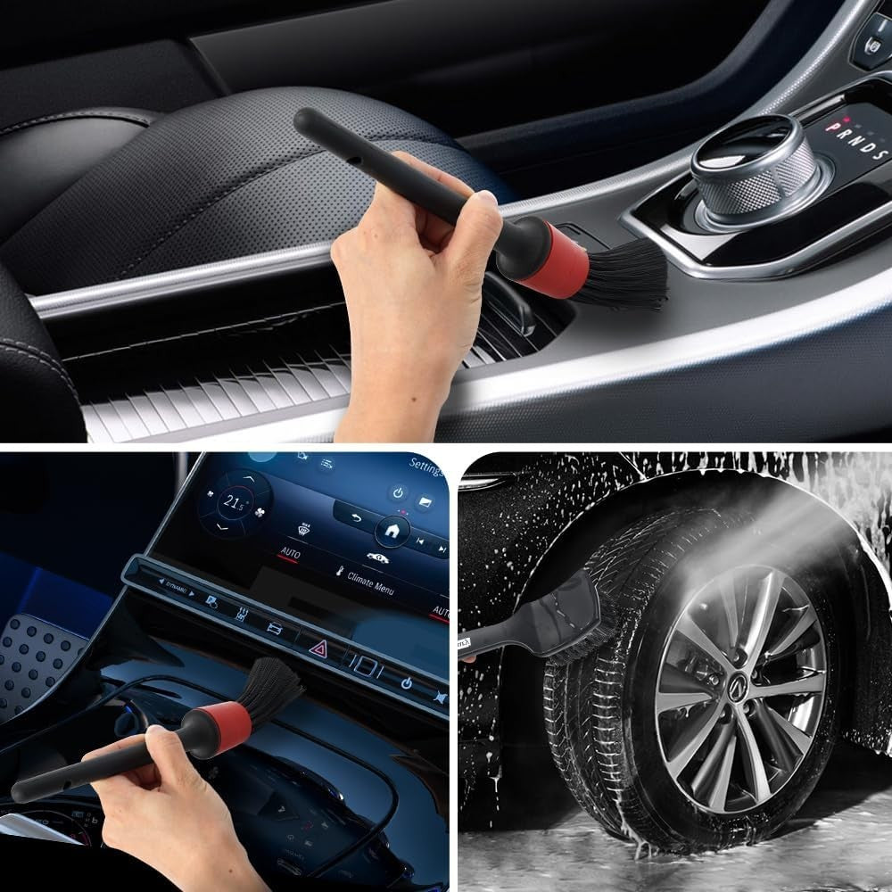 9-Piece Car Detailing Brush Set for Interior Exterior Tire Wheel Engine Cleaning
