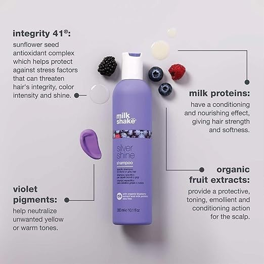 Milk Shake Silver Shine Shampoo for Blonde & Grey Hair 10.1 oz - Silver Color