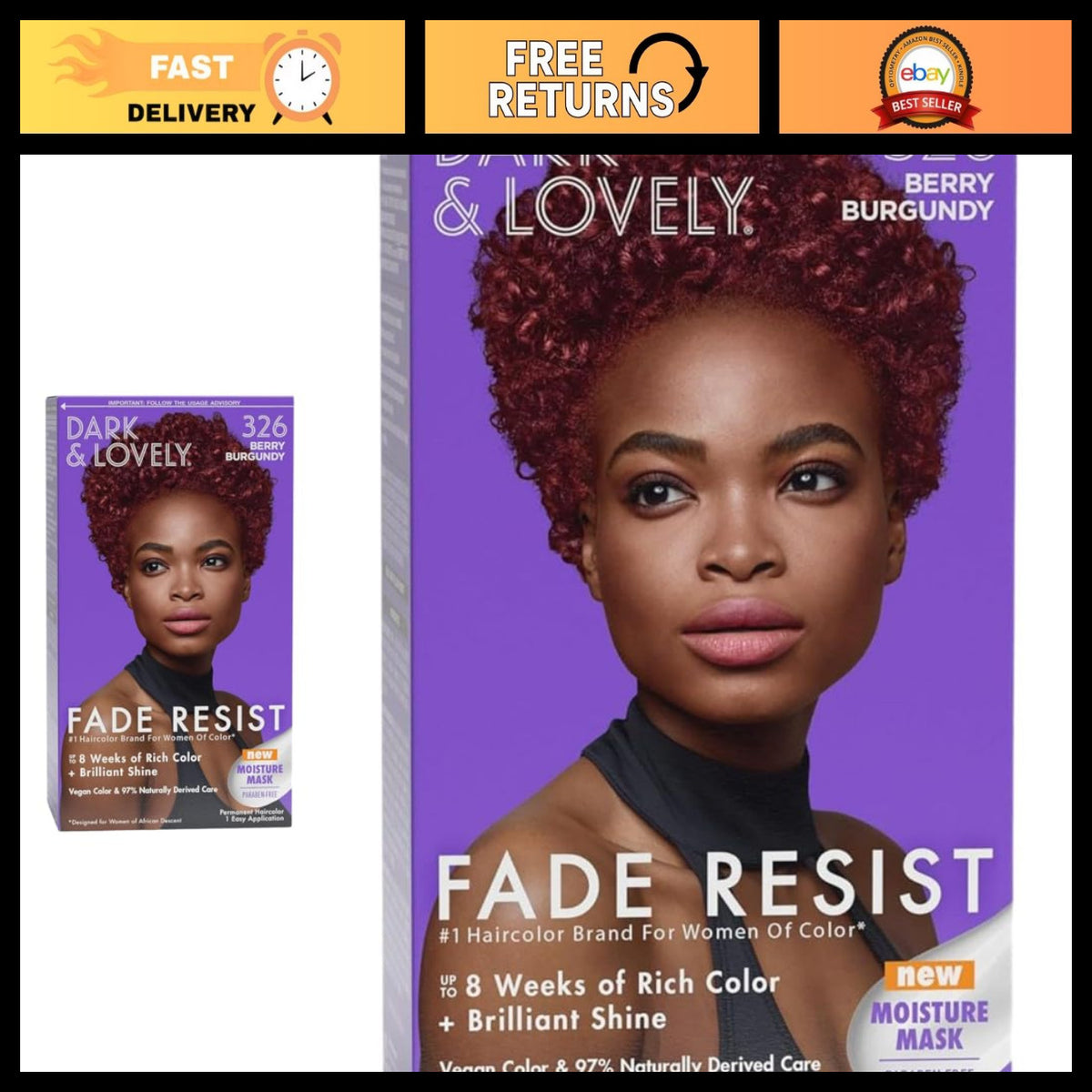 Permanent Hair Color Kit 6 Shades Burgundy #326 Rich Vibrant & Fade Resistant