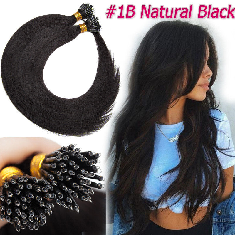 Thick Nano Ring Hair Extensions - Micro Link Bead Tips, Remy Human Hair